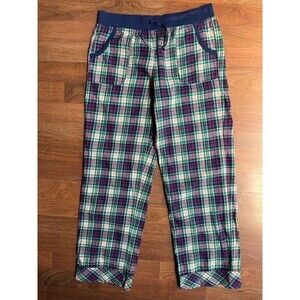 Womens Victoria’s‎ Secret Pajama Pants M Blue Pink Plaid Flannel Pjs Pockets